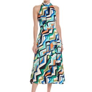 Tahari Geometric Multicolor Halter Dress
